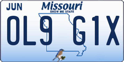 MO license plate OL9G1X