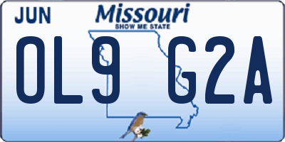 MO license plate OL9G2A