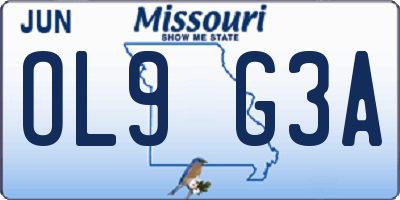 MO license plate OL9G3A