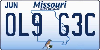 MO license plate OL9G3C