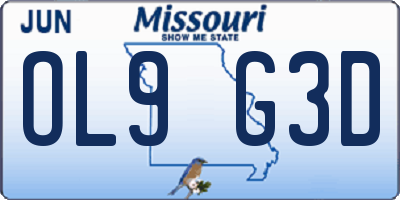 MO license plate OL9G3D