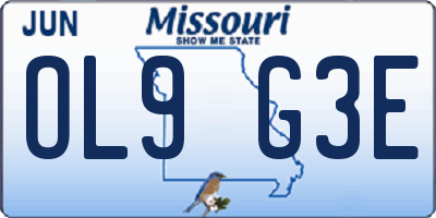 MO license plate OL9G3E