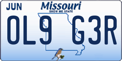 MO license plate OL9G3R
