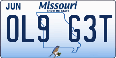 MO license plate OL9G3T