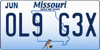 MO license plate OL9G3X