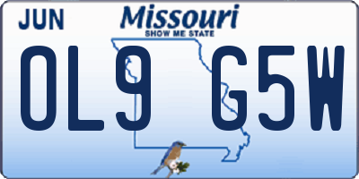 MO license plate OL9G5W