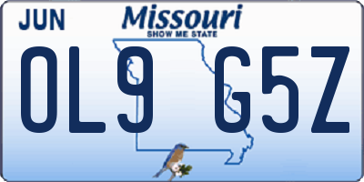MO license plate OL9G5Z