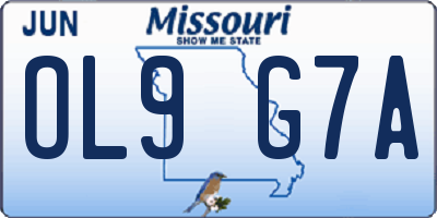 MO license plate OL9G7A