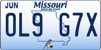 MO license plate OL9G7X