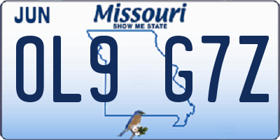 MO license plate OL9G7Z