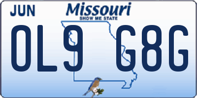 MO license plate OL9G8G