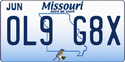 MO license plate OL9G8X