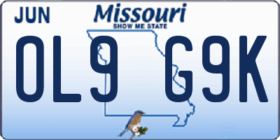 MO license plate OL9G9K