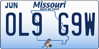 MO license plate OL9G9W