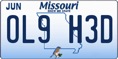 MO license plate OL9H3D