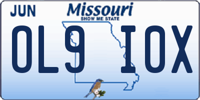 MO license plate OL9I0X