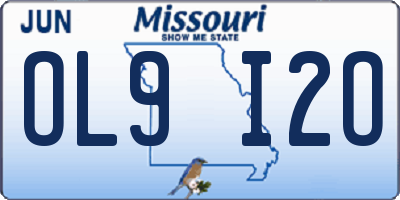 MO license plate OL9I2O