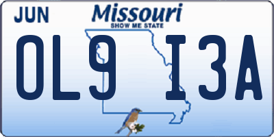 MO license plate OL9I3A
