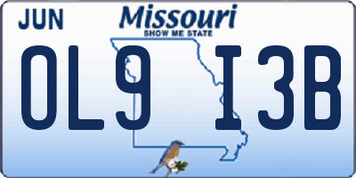 MO license plate OL9I3B