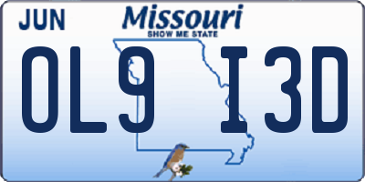 MO license plate OL9I3D