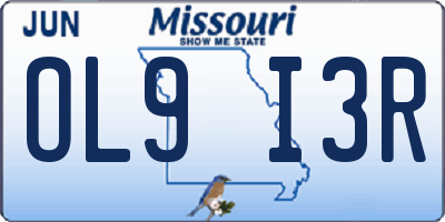 MO license plate OL9I3R