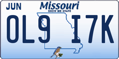 MO license plate OL9I7K