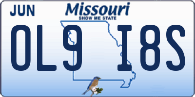 MO license plate OL9I8S