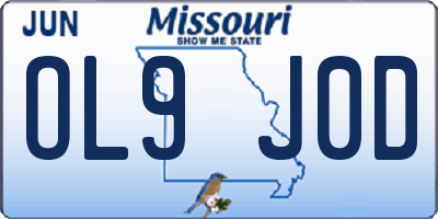 MO license plate OL9J0D