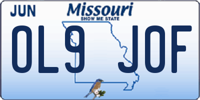 MO license plate OL9J0F
