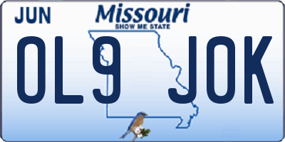 MO license plate OL9J0K