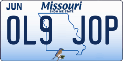 MO license plate OL9J0P