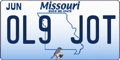 MO license plate OL9J0T