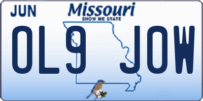 MO license plate OL9J0W