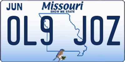 MO license plate OL9J0Z
