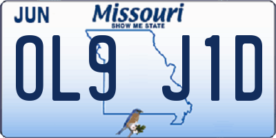 MO license plate OL9J1D