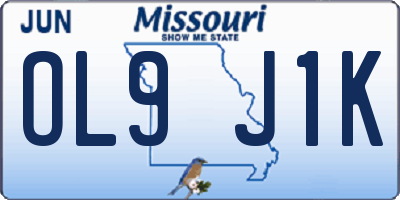 MO license plate OL9J1K