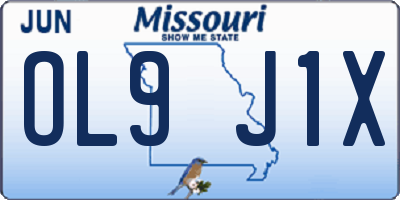 MO license plate OL9J1X