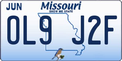 MO license plate OL9J2F