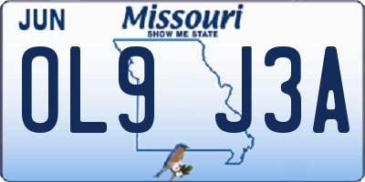 MO license plate OL9J3A