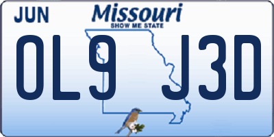 MO license plate OL9J3D