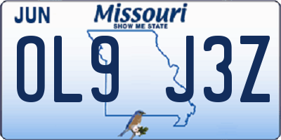 MO license plate OL9J3Z