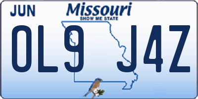 MO license plate OL9J4Z