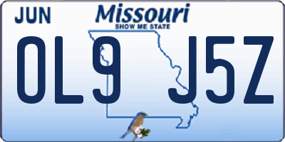 MO license plate OL9J5Z