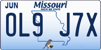 MO license plate OL9J7X