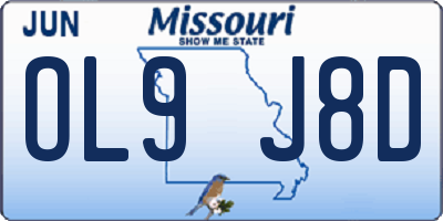 MO license plate OL9J8D