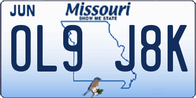 MO license plate OL9J8K