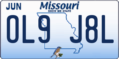 MO license plate OL9J8L