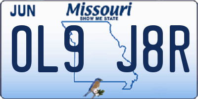 MO license plate OL9J8R
