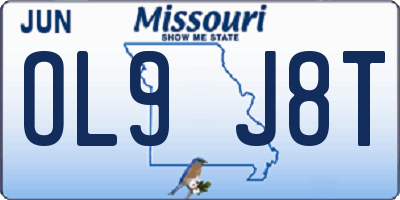 MO license plate OL9J8T