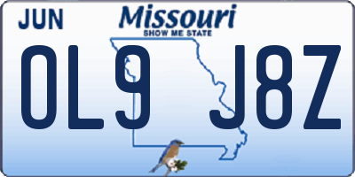 MO license plate OL9J8Z